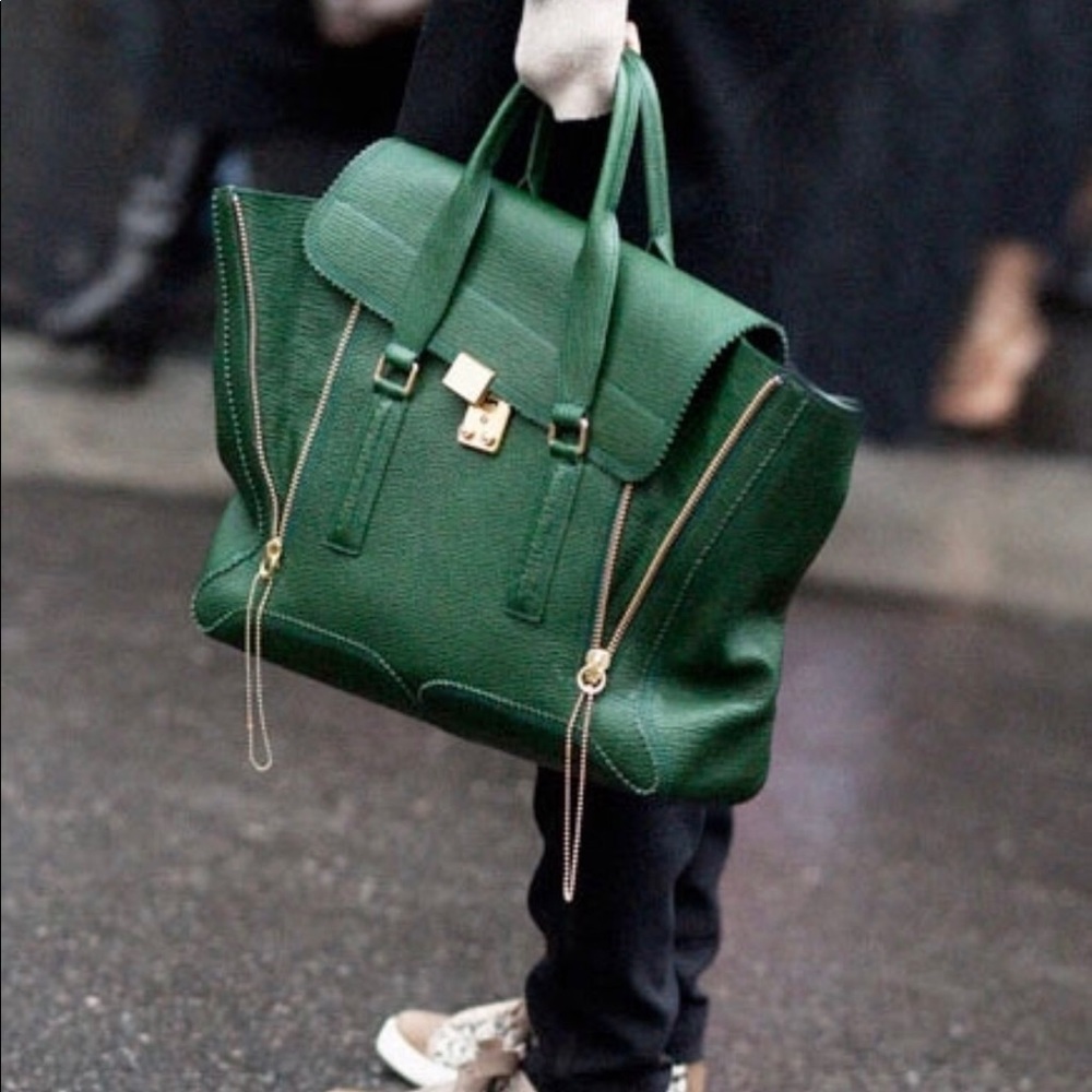 3.1 Phillip Lim Pashli Large Leather Satchel Green